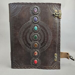 Leather Journal Notebook With Crystals 10 X 13" New But Damaged Lock